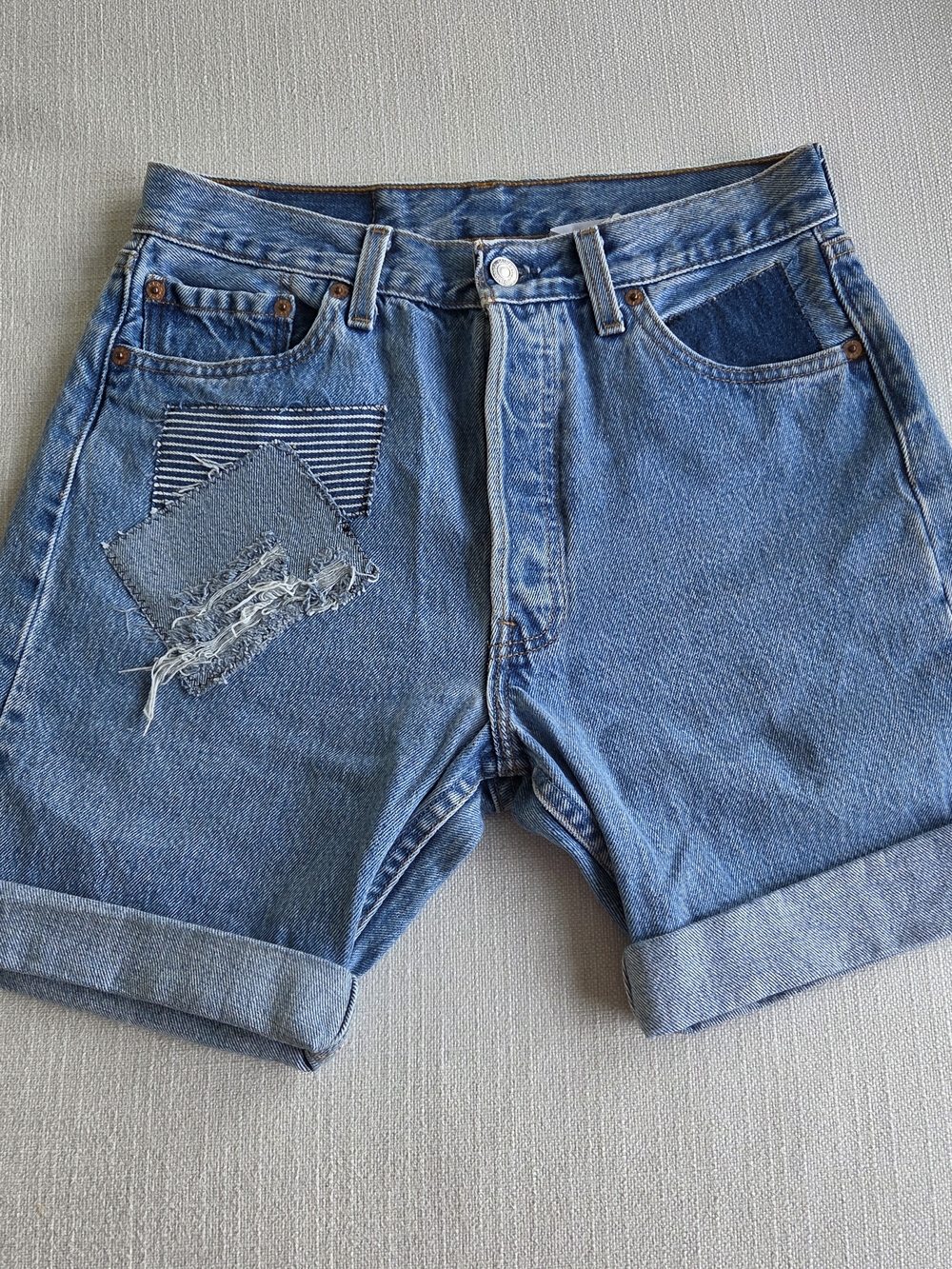 Levi's Blue Denim Patchwork Women's Shorts